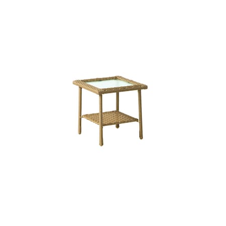 Living Accents Living Accents Palmaro Tan Square Glass/Steel Side Table PETS2021